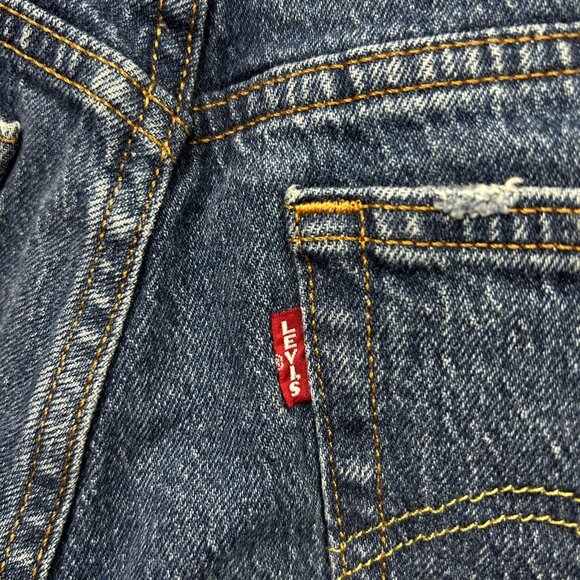 Levi's 501 Mid Thigh Shorts Women's Size 26 Big E Button Fly Distressed Denim - Picture 5 of 12